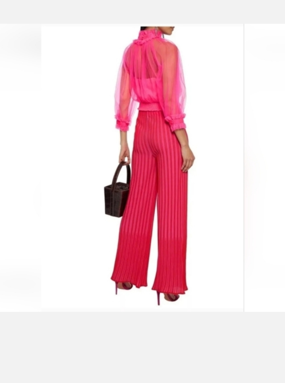 Alice + Olivia Alexia Ruffled Sheer Blouse in Pink Size  XS NWOT - Picture 3 of 12